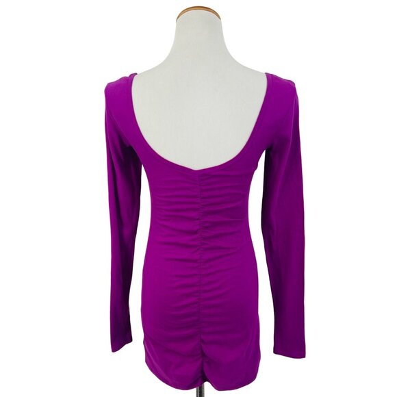 Vintage Victoria’s Secret Sexy Purple Scoop Neck Ruched Mini Shirt Dress Tunic - Picture 4 of 12